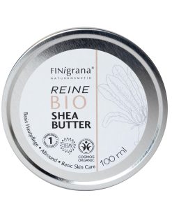 FINigrana Naturkosmetik Reine Bio Shea-Butter Körperbutter 100ml in Weißblechdose, Umkarton 100ml